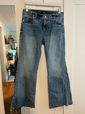 Express Women's Mid Rise 70’s flare Blue Jeans